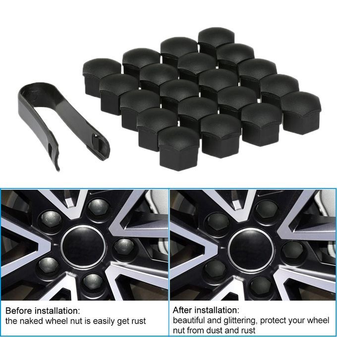 Set Of 20pcs Universal 17mm Plastic Car Wheel Nut Covers
