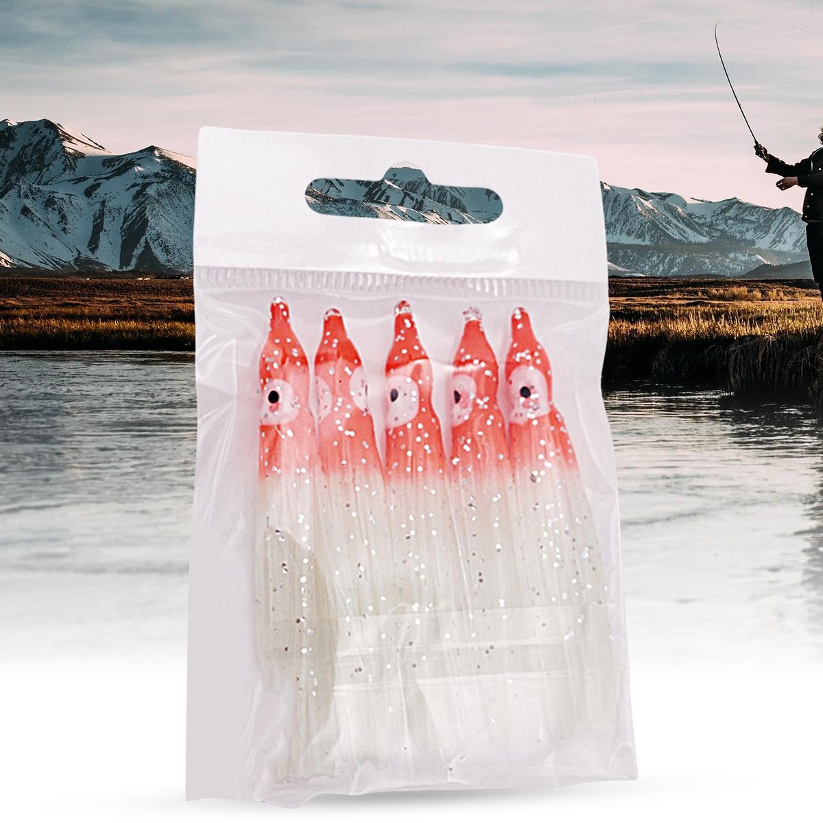 5Pcs Artificial Seawater Boat Fishing Soft Squid Skirt Baits A