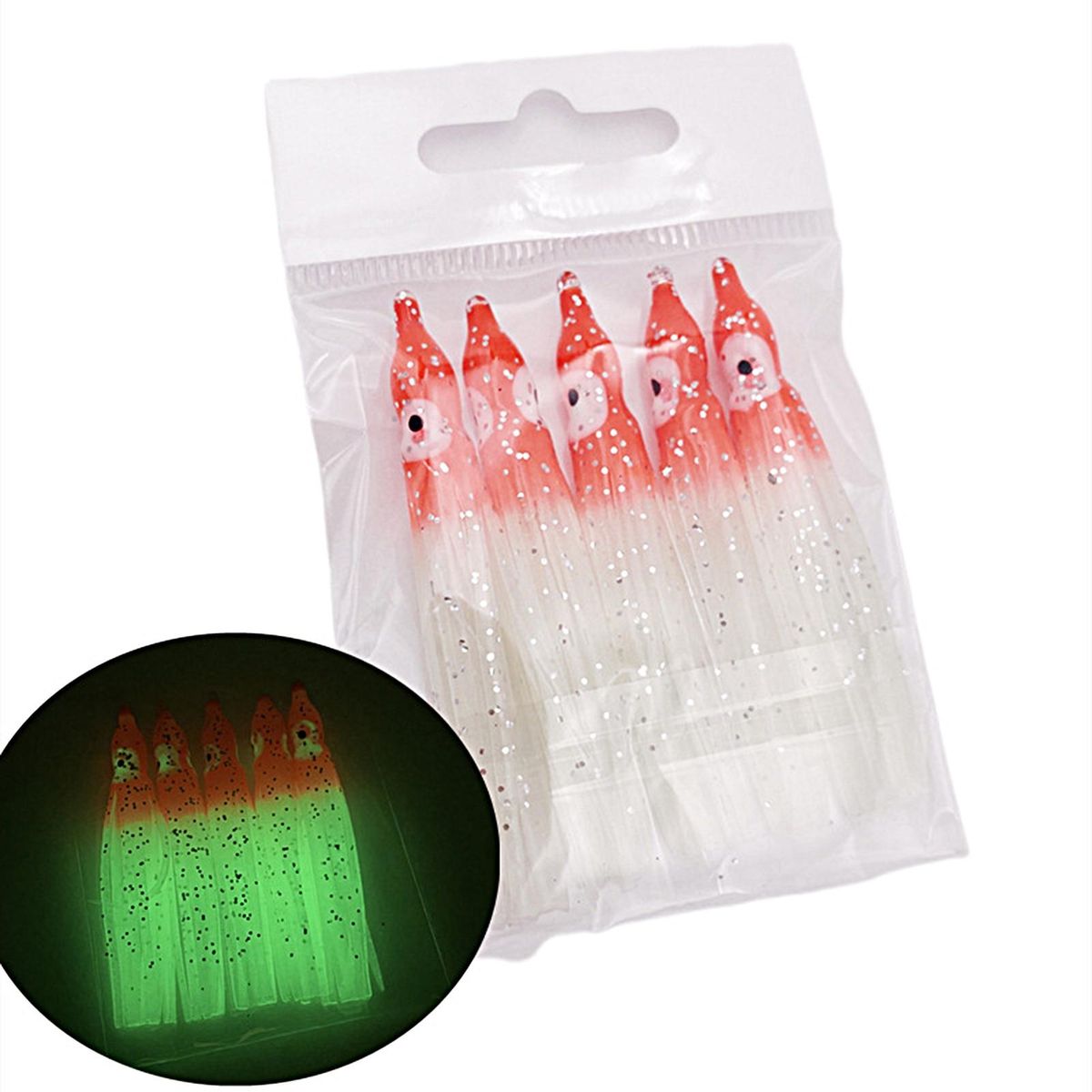5Pcs Artificial Seawater Boat Fishing Soft Squid Skirt Baits A
