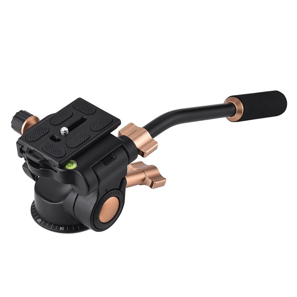 Andoer Q08S Aluminum Alloy 3-Way Damping Video Head Tripod Head with Pan Bar Handle Support 360° Panoramic Shooting 1/4" Screw Mount 3/8" Screw Hole for DSLR ILDC Camera for Tripod Monopod Max. Load 6kg