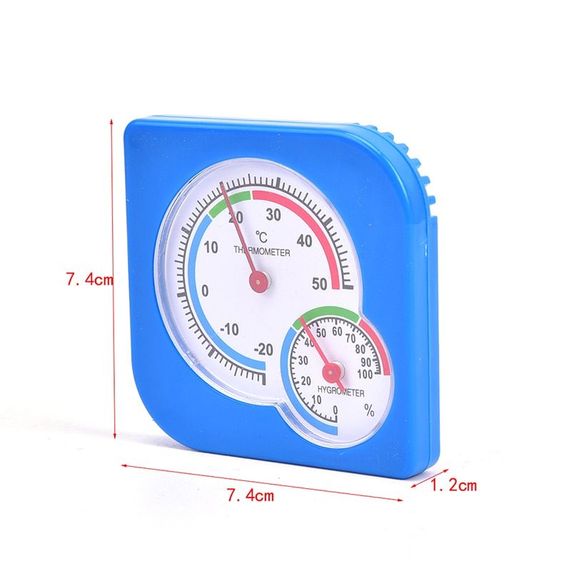 Indoor Outdoor Square Double Dial Thermometer Hygrometer Thermometer Humidity Meter Inductive Pointer -20C-50C Blue,yellow