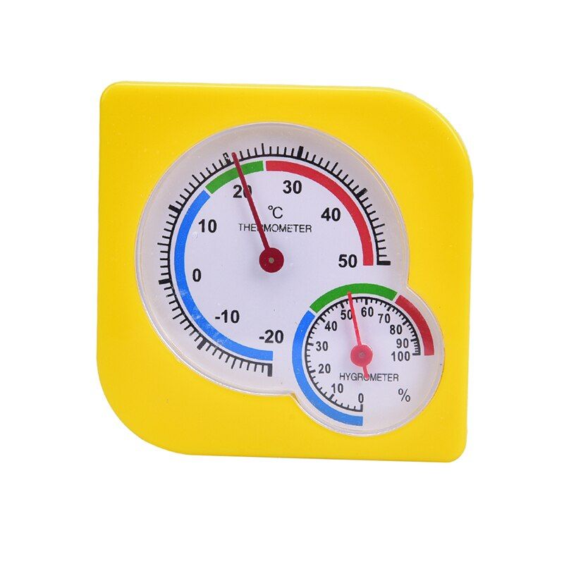 Indoor Outdoor Square Double Dial Thermometer Hygrometer Thermometer Humidity Meter Inductive Pointer -20C-50C Blue,yellow