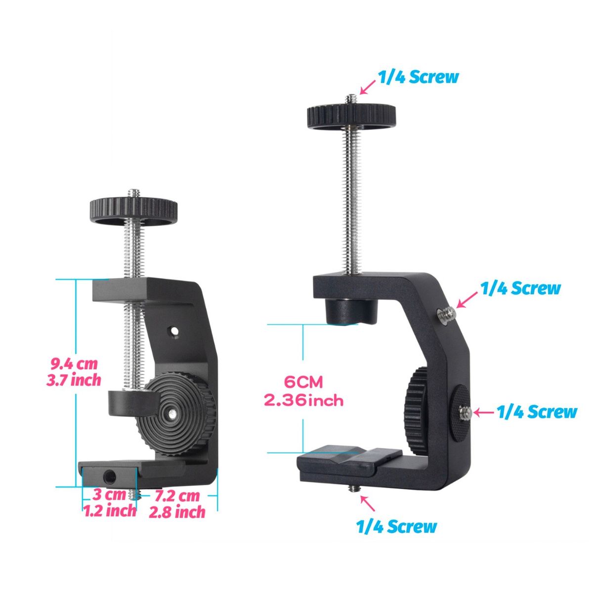 Universal Aluminum Alloy C Clamp + Adjustable Tripod
