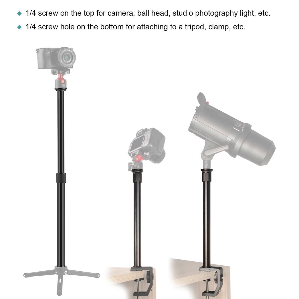 Universal Aluminum Alloy C Clamp + Adjustable Tripod