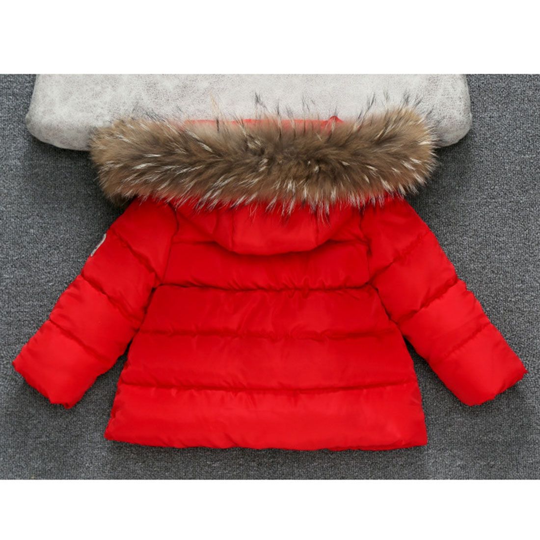 Winter Children Warm Down Jacket Fur Collar Coat With Detachable Hat, Height:80cm(Black)
