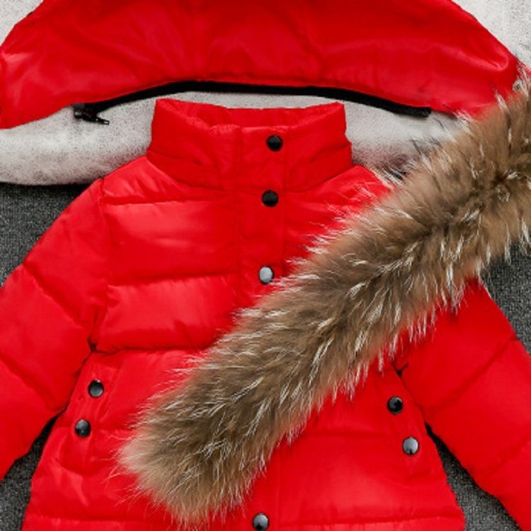 Winter Children Warm Down Jacket Fur Collar Coat With Detachable Hat, Height:80cm(Black)