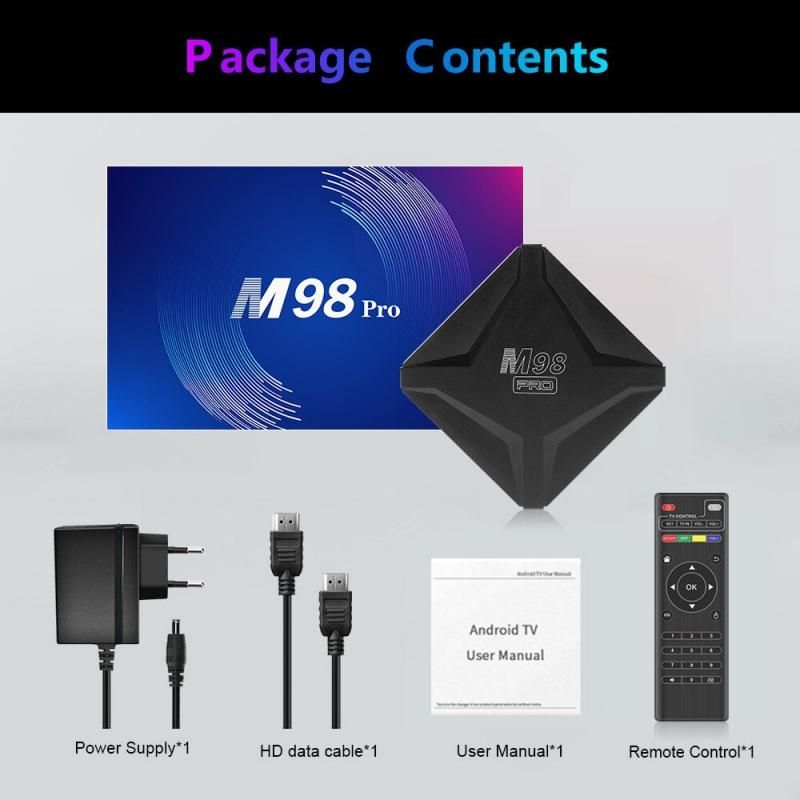 Smart Home TV Box Android 10.0 M98 PRO 16G H313 Core HD 4K Google Play Media Player Intelligent