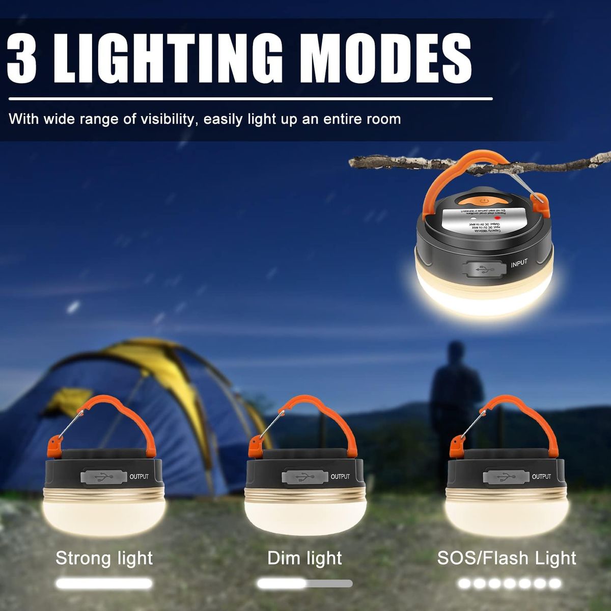 LED Camping Lantern, USB Rechargeable Camping Lamp
