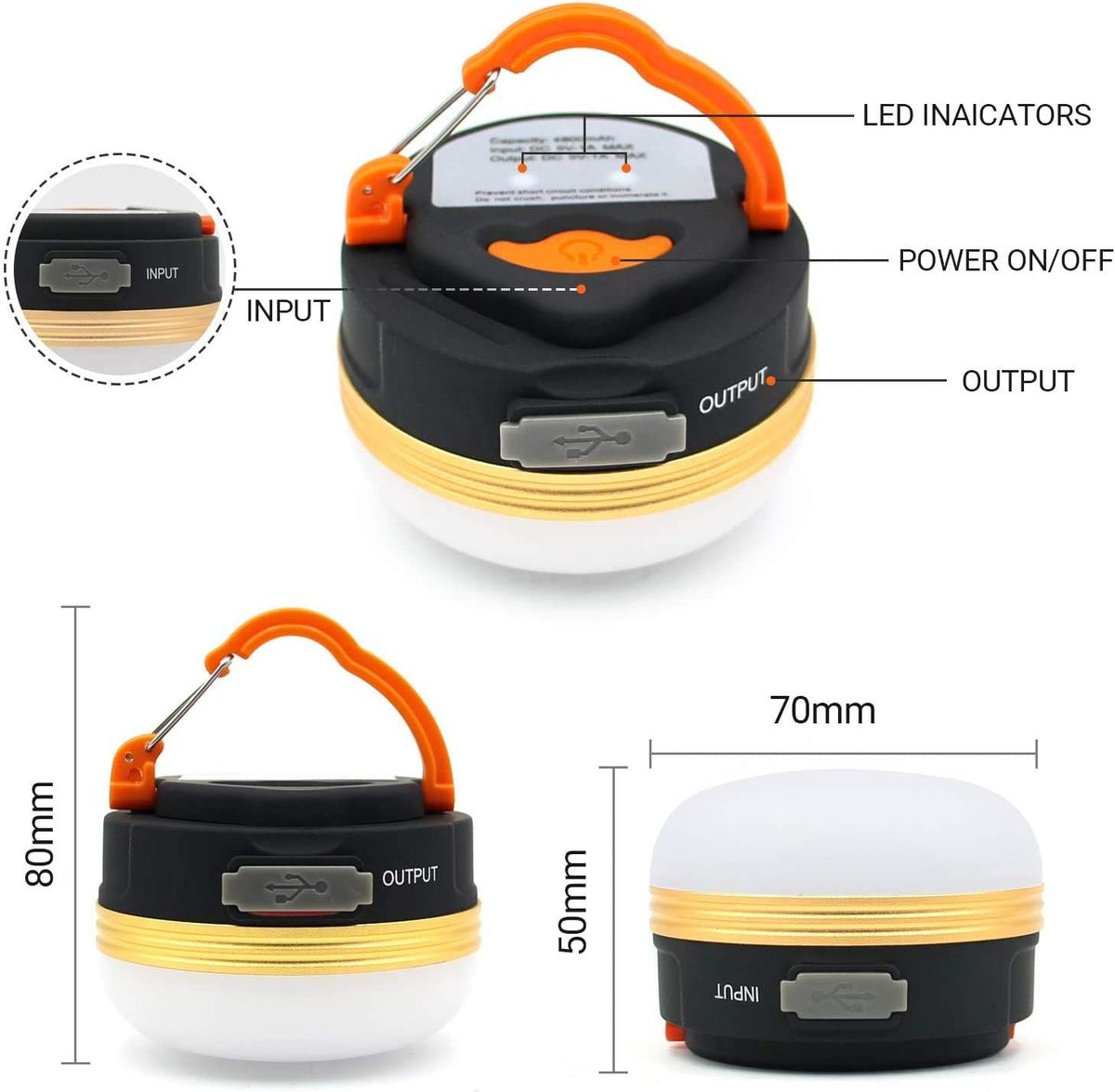 LED Camping Lantern, USB Rechargeable Camping Lamp
