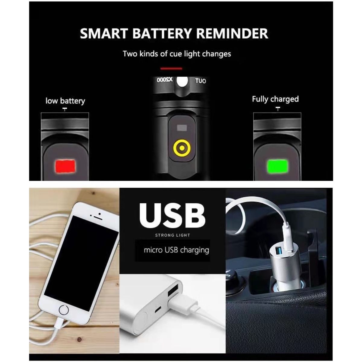 Tactical Flashlight Rechargeable Led Powerful Torch 5 Modes