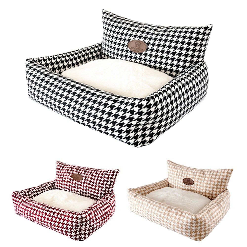Kennel Plaid Pet Cuddler Bed Mattress Cat Litter Warm Pet