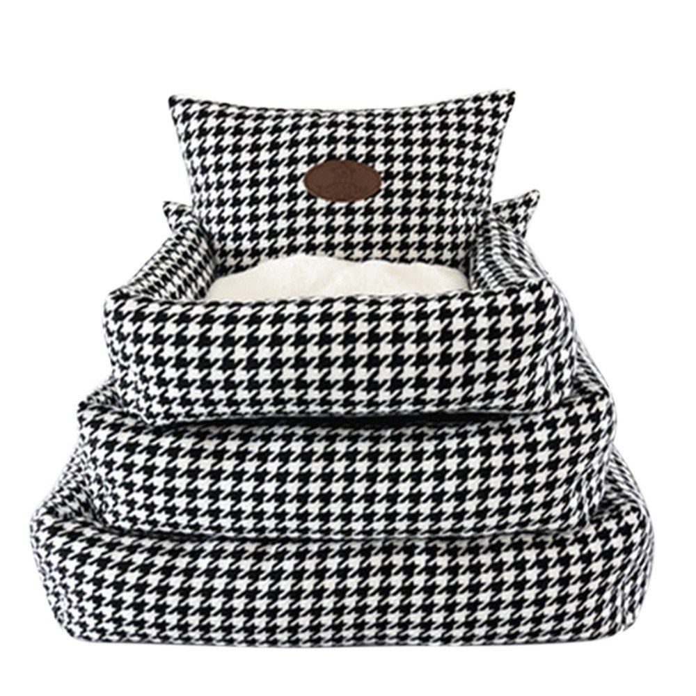 Kennel Plaid Pet Cuddler Bed Mattress Cat Litter Warm Pet