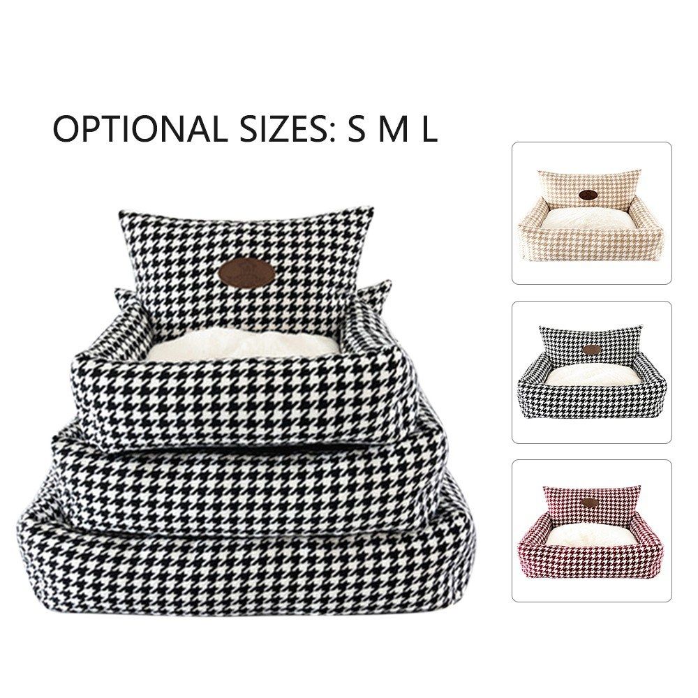 Kennel Plaid Pet Cuddler Bed Mattress Cat Litter Warm Pet