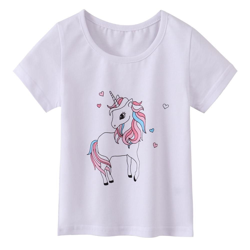 2804 European And American Style Children's Clothing T-Shirt Girls' Short-Sleeved T-Shirt