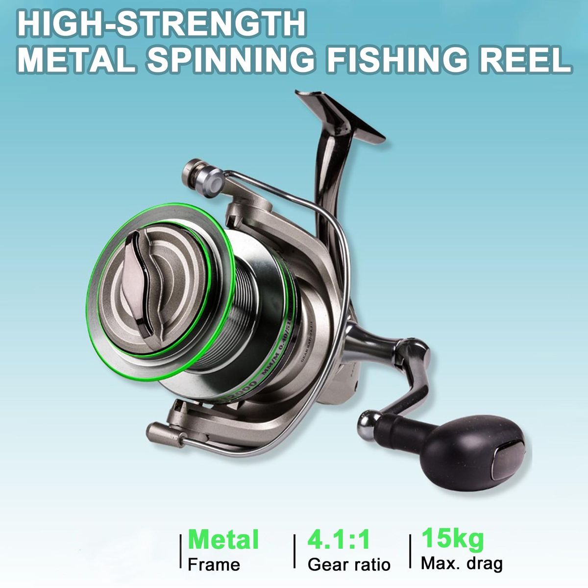 Spinning Fishing Reel 14+1BB 15KG Max Drag Power Metal Spinning Reel Fishing Tackle