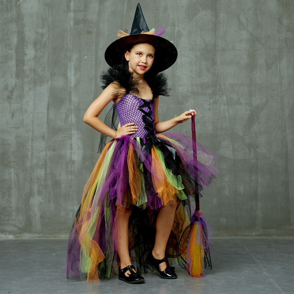 Girls Halloween Witch Dress Kids Carnival Cosplay Party Dress Dress Costume