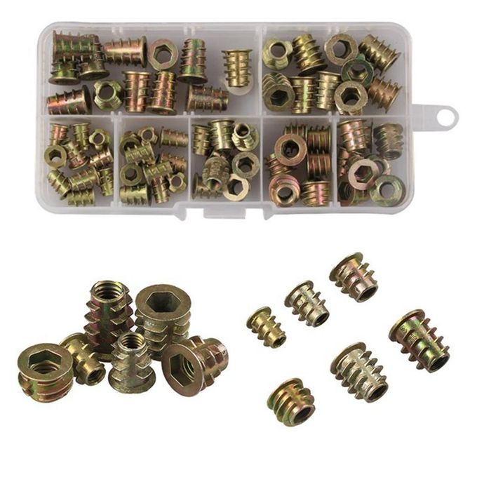 Set Of 70 Assorted Hexagon Nuts M4 M5 M6 For Furniture Wood Insert