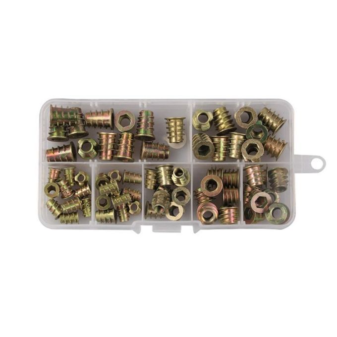 Set Of 70 Assorted Hexagon Nuts M4 M5 M6 For Furniture Wood Insert