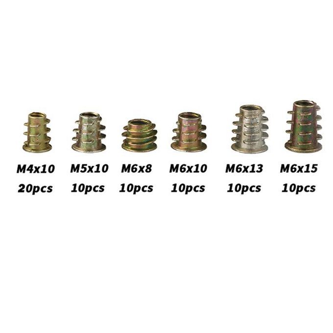 Set Of 70 Assorted Hexagon Nuts M4 M5 M6 For Furniture Wood Insert