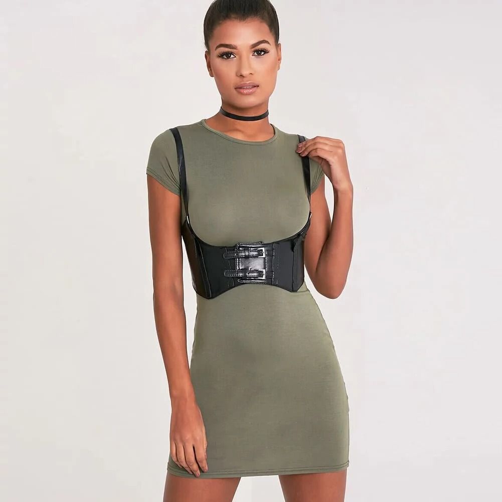 Fashion Women Men Leather Corset Belt PU Wide Waist