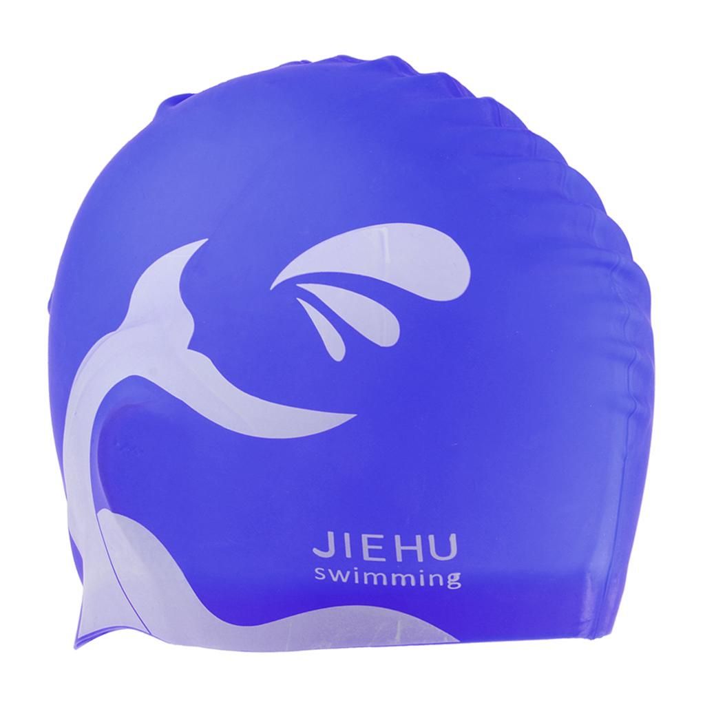 Swim Cap For Long Hair, Silicone Swim Cap For Dreadlocks Unisex Blue