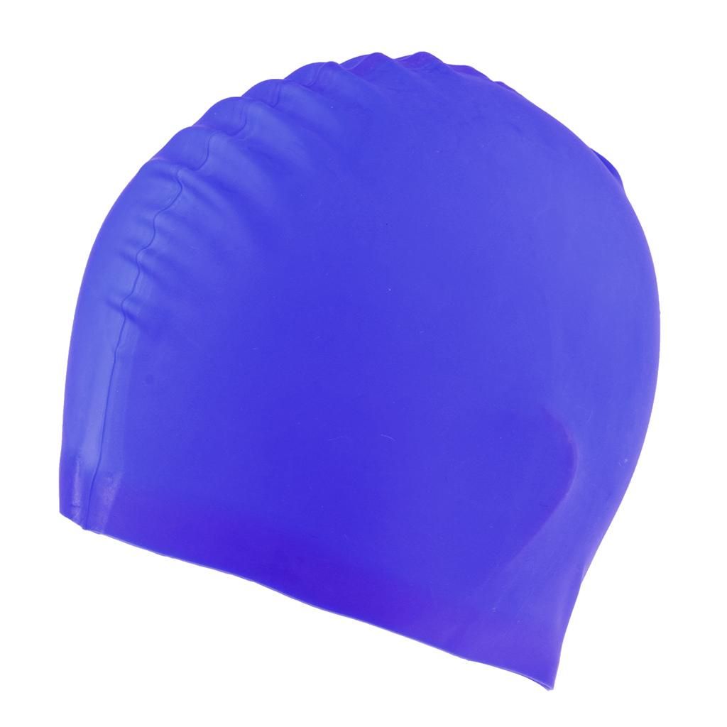Swim Cap For Long Hair, Silicone Swim Cap For Dreadlocks Unisex Blue