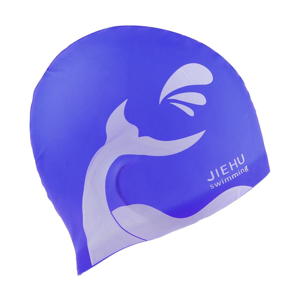 Swim Cap For Long Hair, Silicone Swim Cap For Dreadlocks Unisex Blue