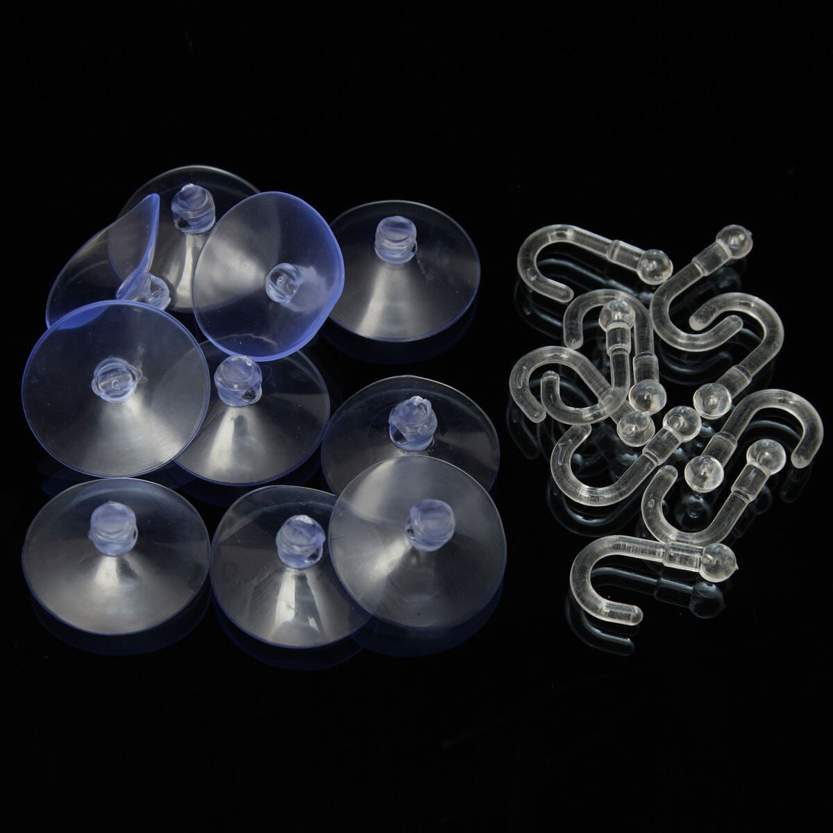 10Pcs Clear Transparent Suction Cups Sucker With Hook For Kitchen Bathroom Wall