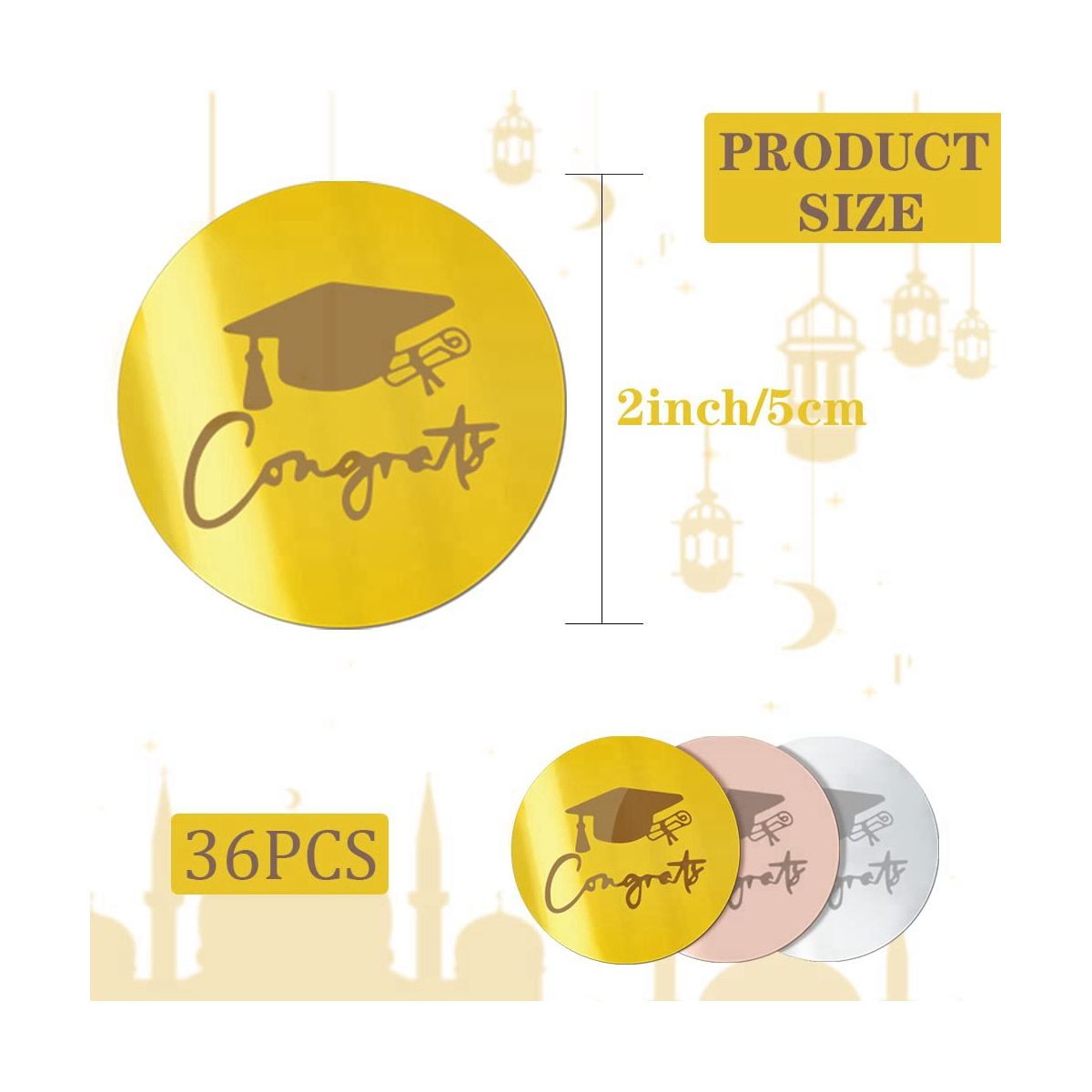 36Pcs Graduation Cupcake Toppers Acrylic Cake D