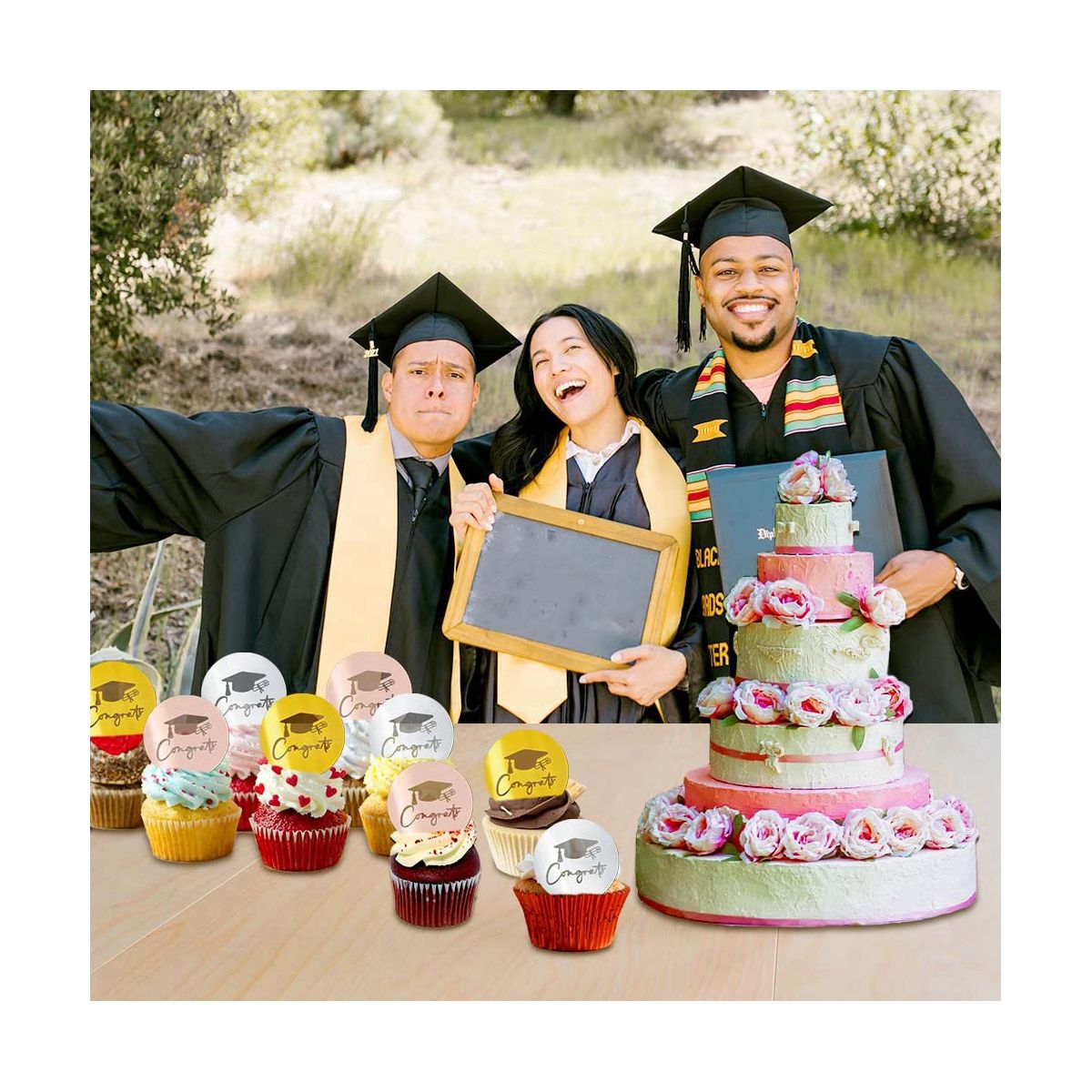36Pcs Graduation Cupcake Toppers Acrylic Cake D