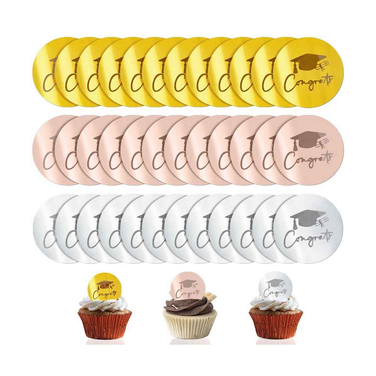 36Pcs Graduation Cupcake Toppers Acrylic Cake D