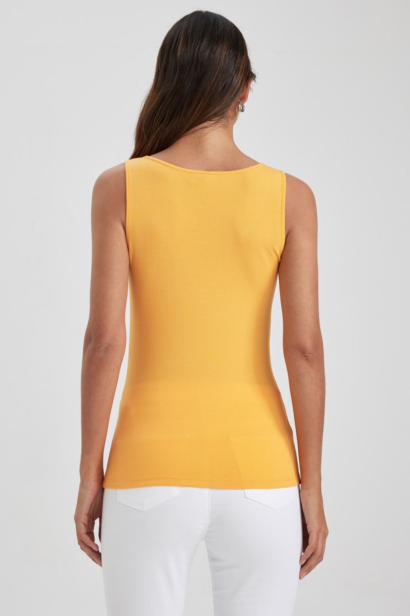 Woman Slim Fit Crew Neck Knitted Athlete - Orange