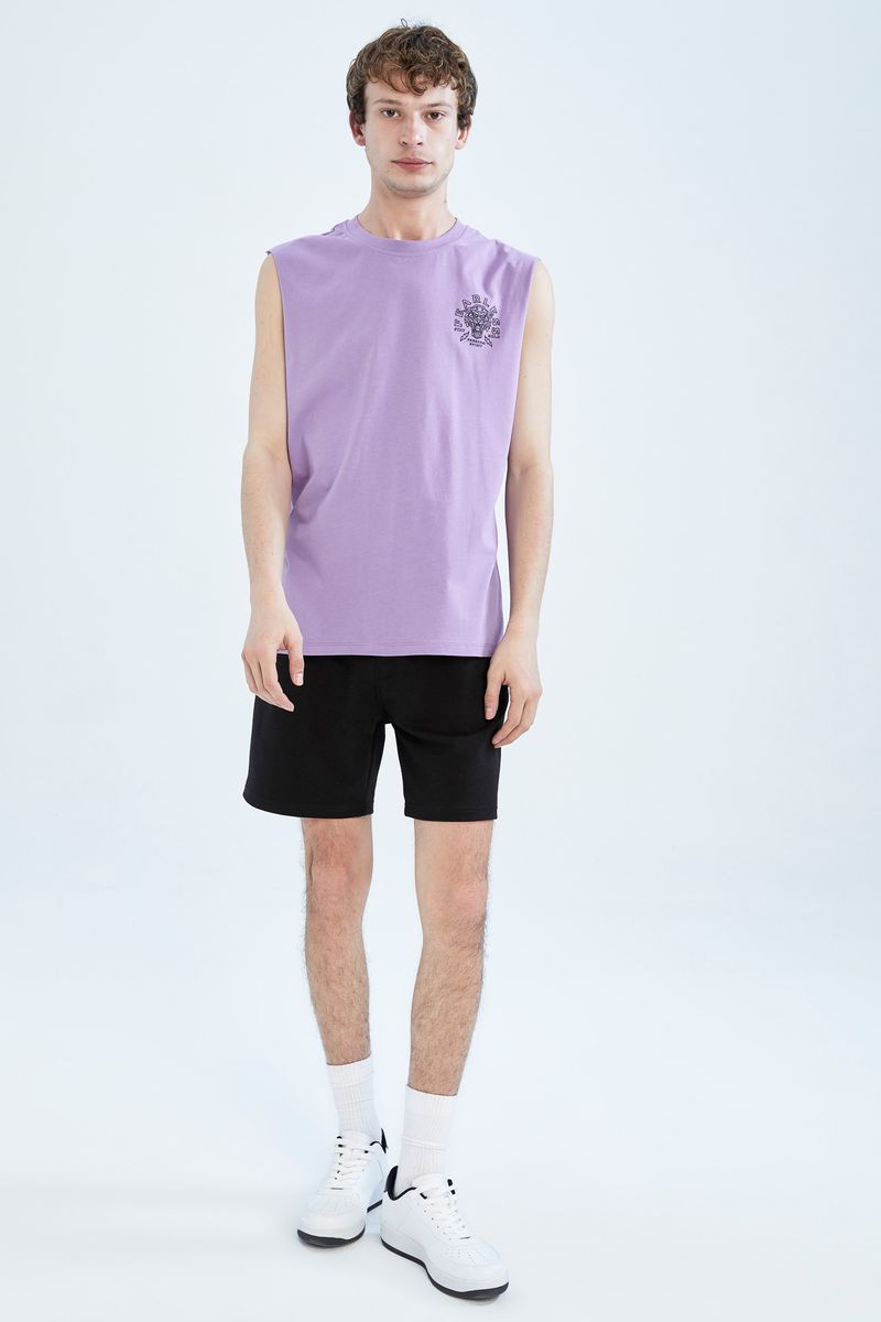 Man Young Boxy Fit Strappy Crew Neck Knitted Athlete - Purple