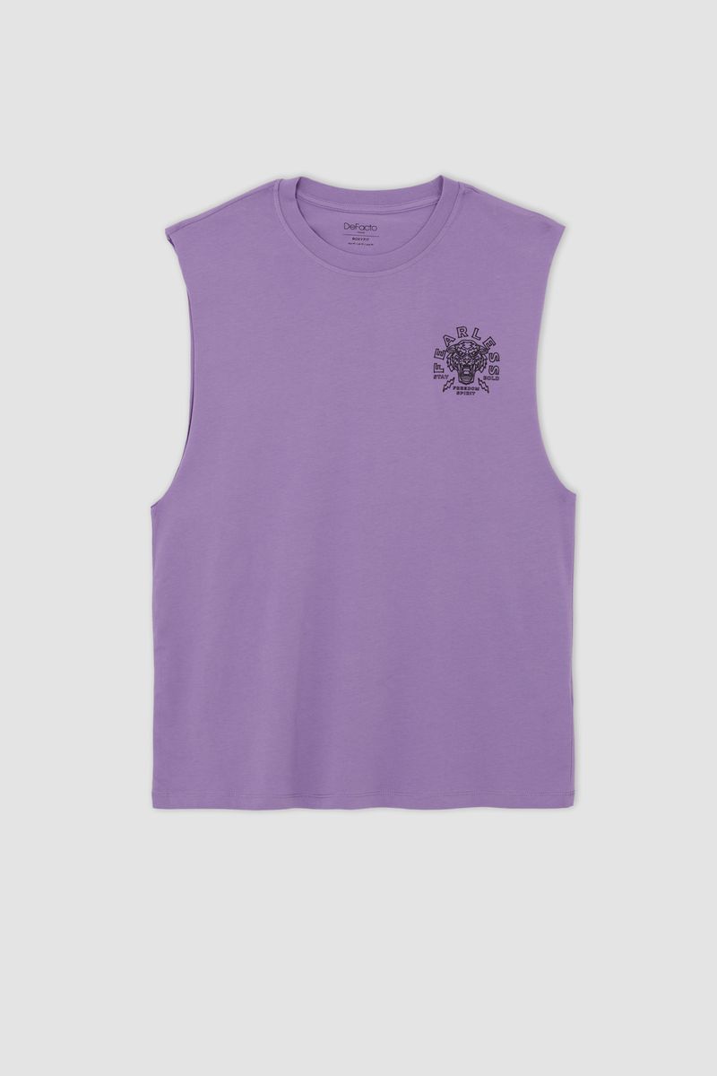 Man Young Boxy Fit Strappy Crew Neck Knitted Athlete - Purple
