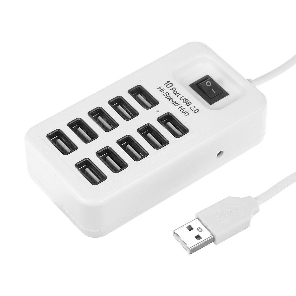 10 Port USB 2.0 Hi-speed Hub Simultaneous Use Fast Transfer