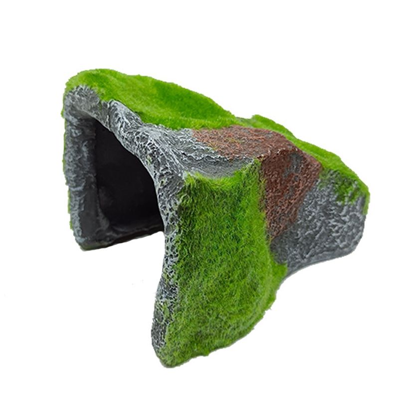 ZR647 Flocked Caple Box Turtle Hiding Nest Moss Cave