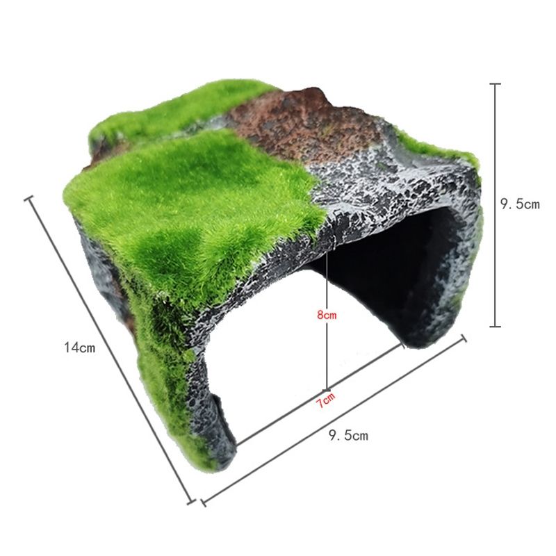 ZR647 Flocked Caple Box Turtle Hiding Nest Moss Cave