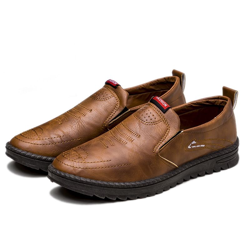 Men's Casual Leather Shoes Comfortable - Brown