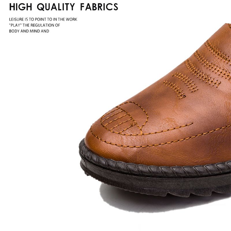 Men's Casual Leather Shoes Comfortable - Brown