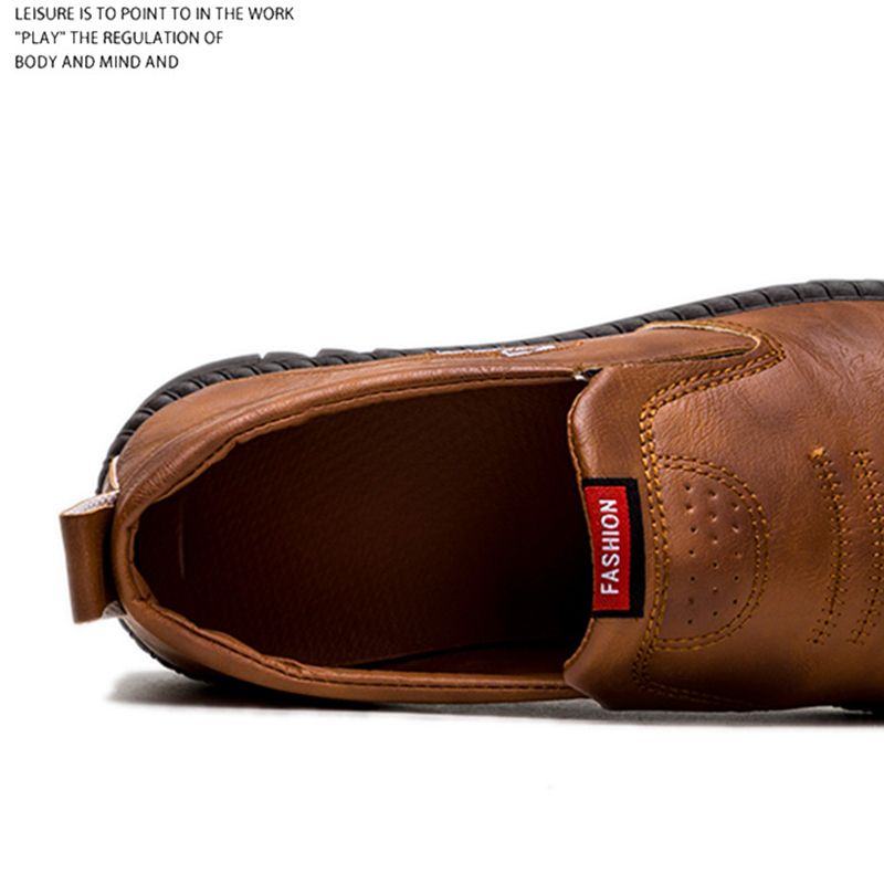 Men's Casual Leather Shoes Comfortable - Brown