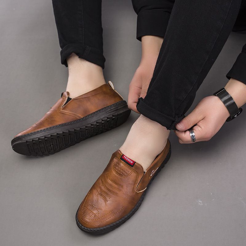 Men's Casual Leather Shoes Comfortable - Brown