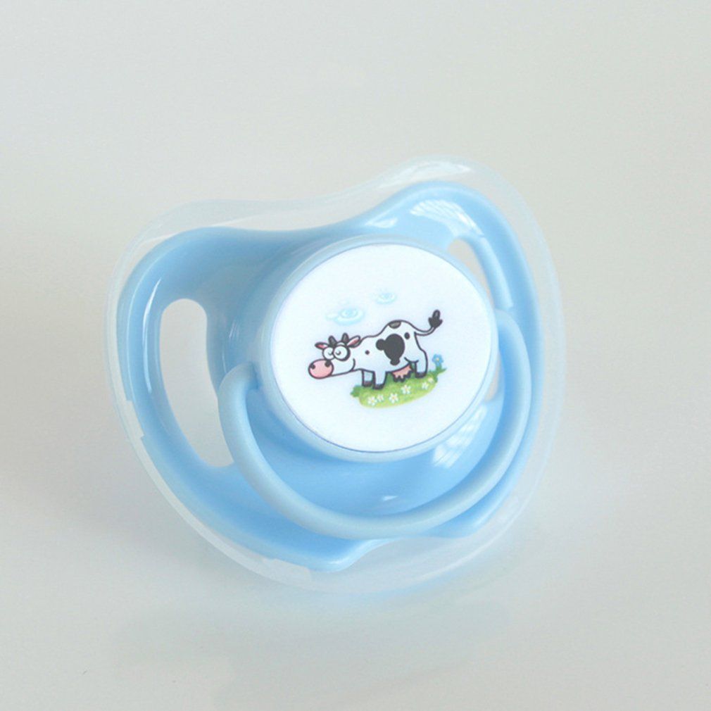 Baby Silicone Pacifier Butterfly Shape Hygienic Cap With Animal Pattern-Blue
