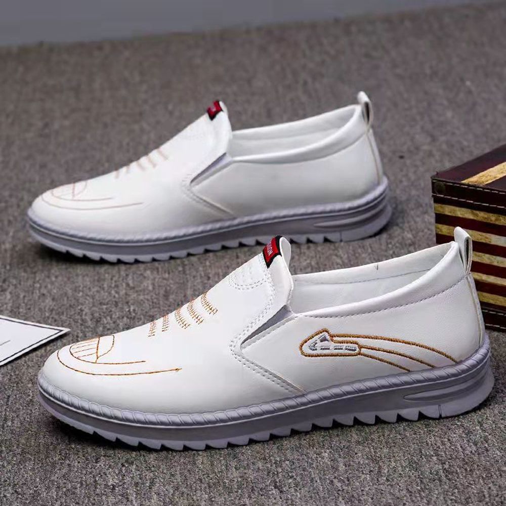 Men's Casual Shoes Soft Leather, Soft Sole, Breathable Shoes -White