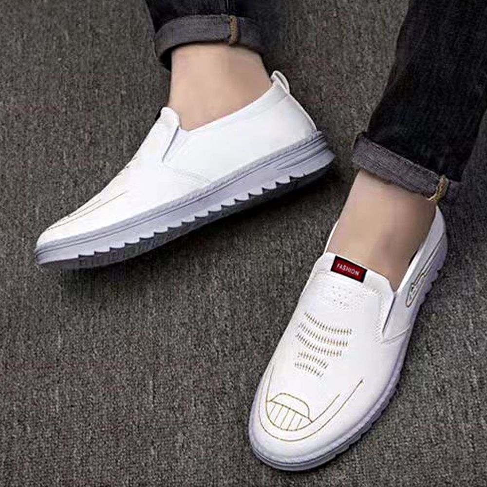 Men's Casual Shoes Soft Leather, Soft Sole, Breathable Shoes -White