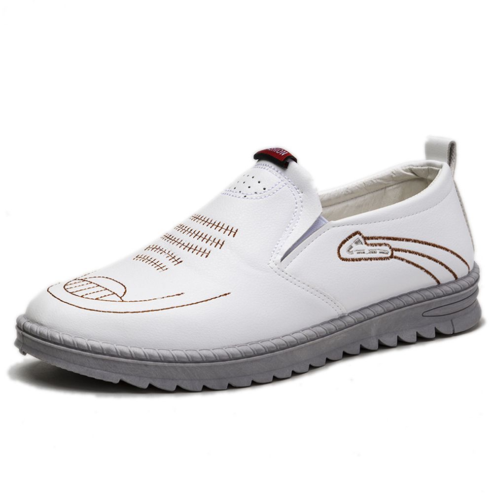 Men's Casual Shoes Soft Leather, Soft Sole, Breathable Shoes -White