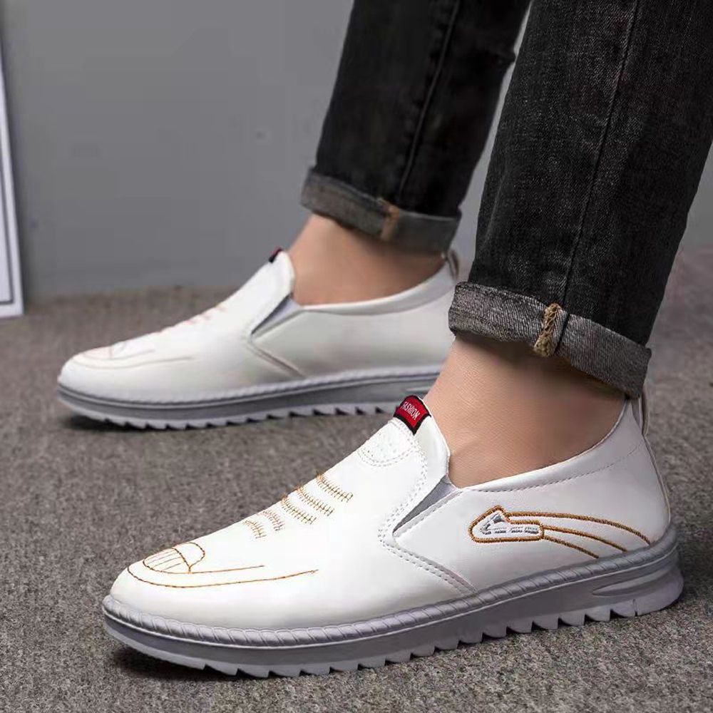 Men's Casual Shoes Soft Leather, Soft Sole, Breathable Shoes -White