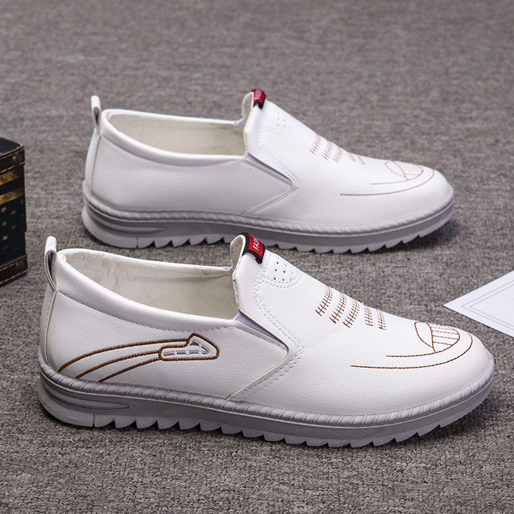 Men's Casual Shoes Soft Leather, Soft Sole, Breathable Shoes -White