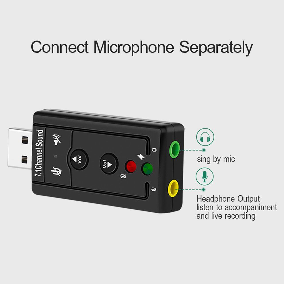 USB 2.0 Ext L Sound  Ard 7.1 H Audio Mini Adapter With  On  Ontrol-black