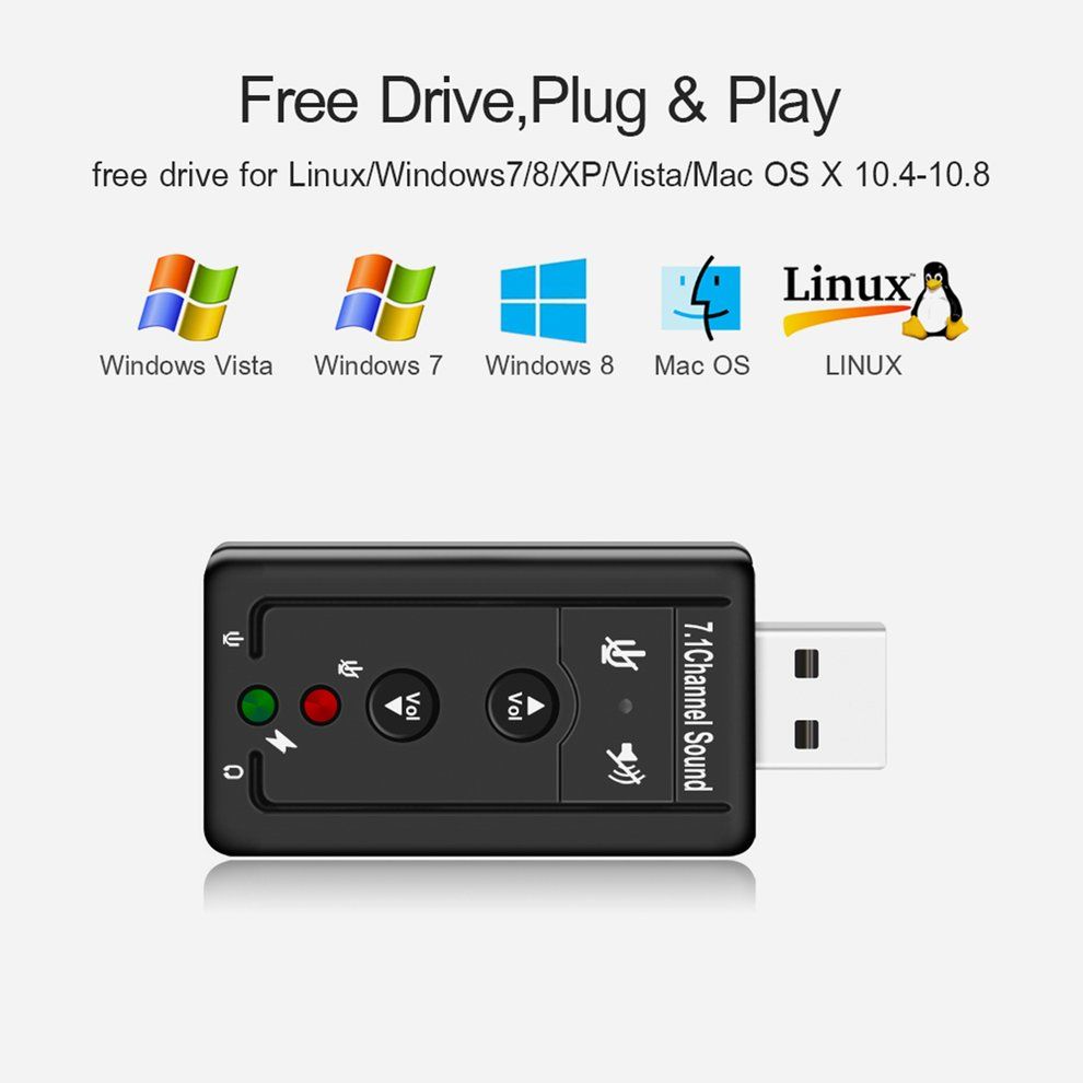 USB 2.0 Ext L Sound  Ard 7.1 H Audio Mini Adapter With  On  Ontrol-black