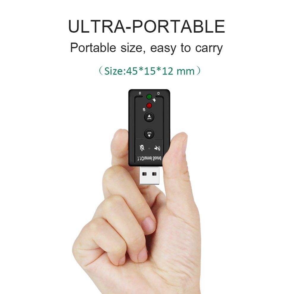 USB 2.0 Ext L Sound  Ard 7.1 H Audio Mini Adapter With  On  Ontrol-black